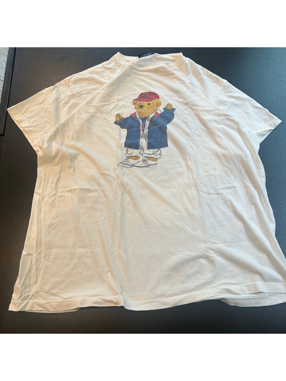 Vintage 90s Polo Sport Ralph Lauren Bear Graphic White Cotton T-Shirt Large